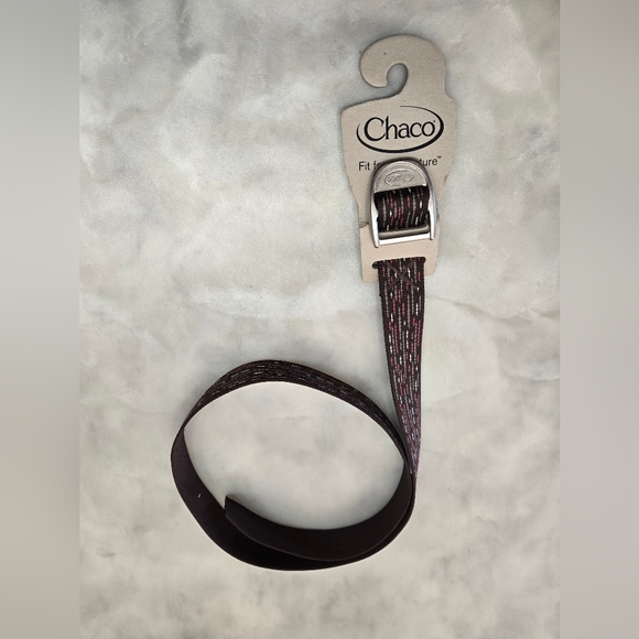 Chaco Silver Belt Buckle with Briwn/Tan Accents Unisex Belt - Picture 1 of 5